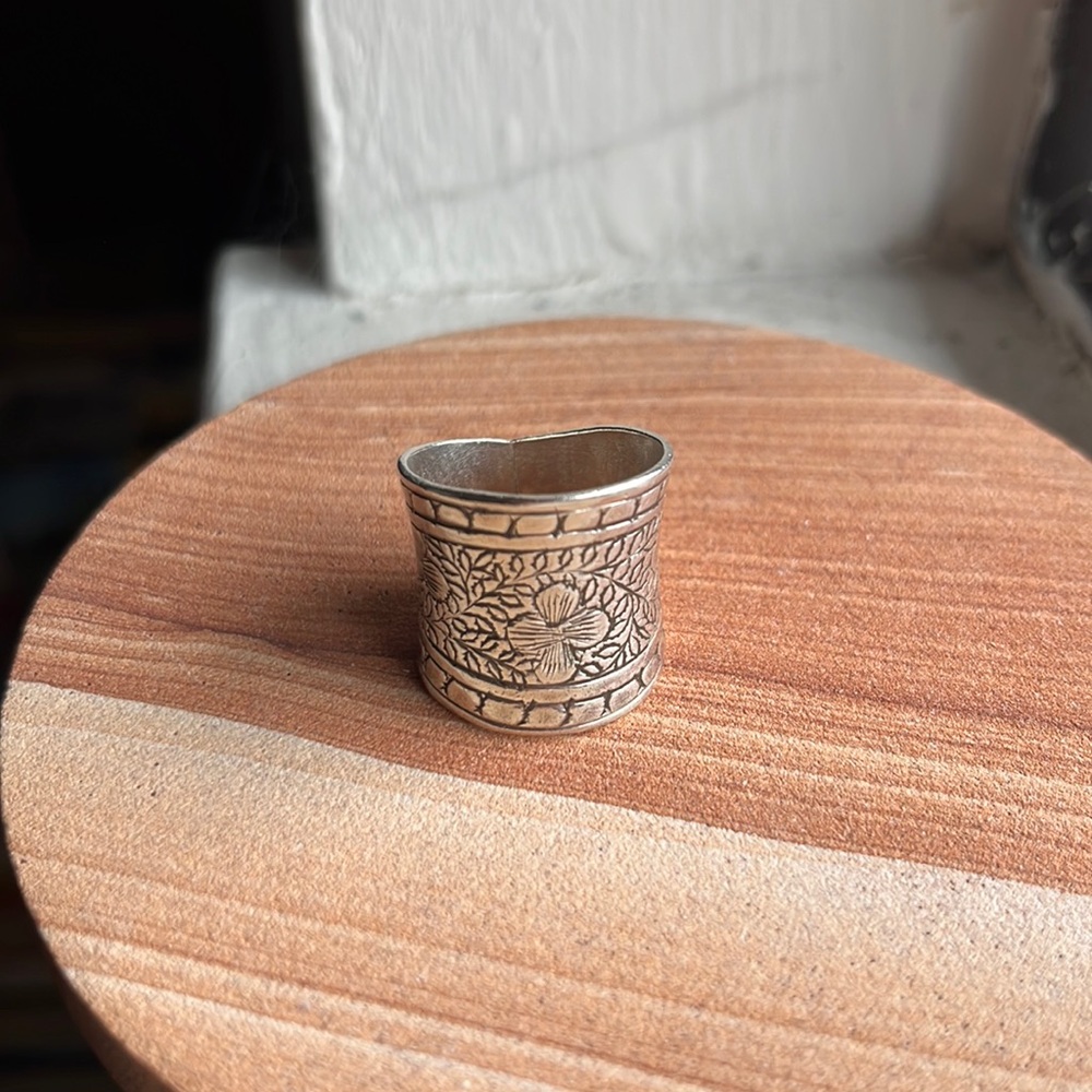 Sterling Silver Wide Etched Ring